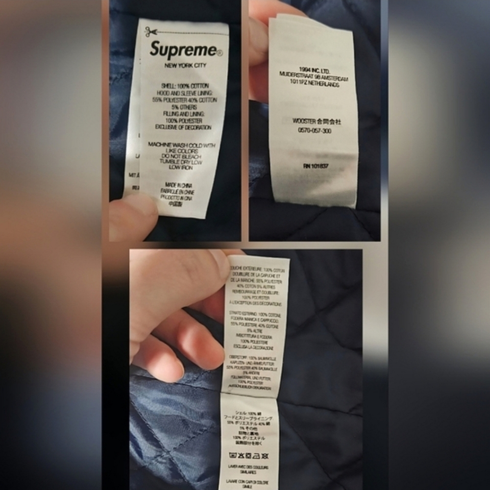 Supreme FW22 | Denim | Button Up | Quilted Fleece | 90s Style Gray Hooded Jacket - Picture 16 of 16